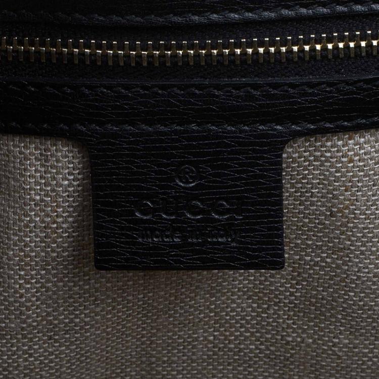 Pre Owned Gucci Black Leather Bamboo Top Handle Bag