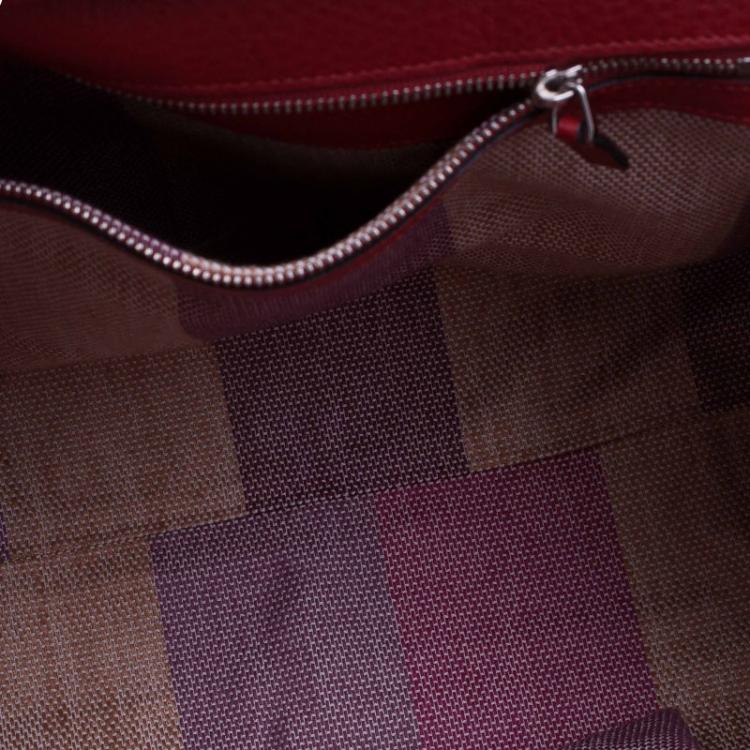Pre Owned Gucci Red Leather Medium Bamboo Daily Top Handle Bag
