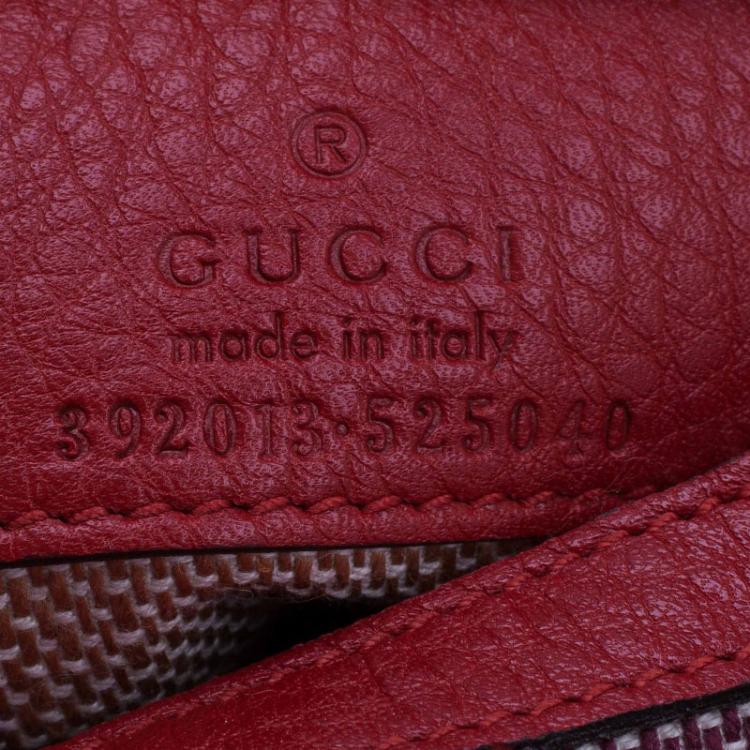 Pre Owned Gucci Red Leather Medium Bamboo Daily Top Handle Bag