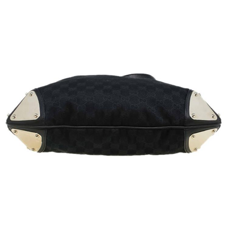 Pre Owned Gucci Black GG Canvas Medium Indy Top Handle Bag