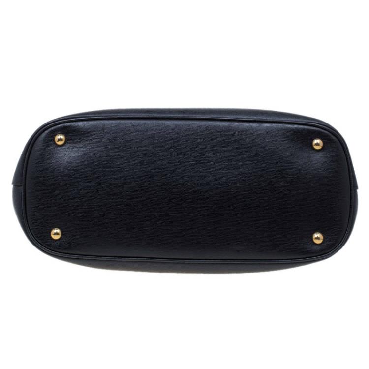 Pre Owned Gucci Black Leather Bright Bit Jasmine Top Handle Bag