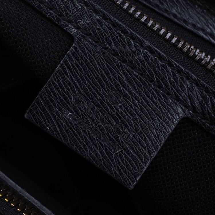 Pre Owned Gucci Black Leather Bright Bit Jasmine Top Handle Bag
