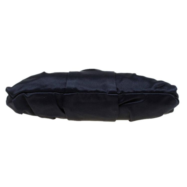 Pre Owned Gucci Black Satin Pop Night Wristlet Clutch
