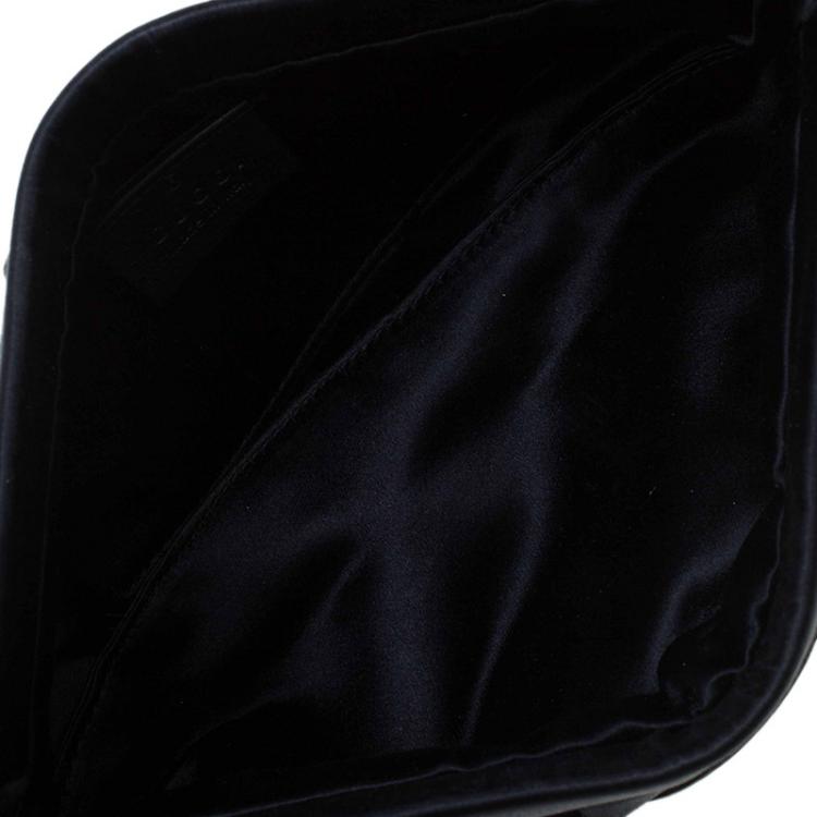 Pre Owned Gucci Black Satin Pop Night Wristlet Clutch
