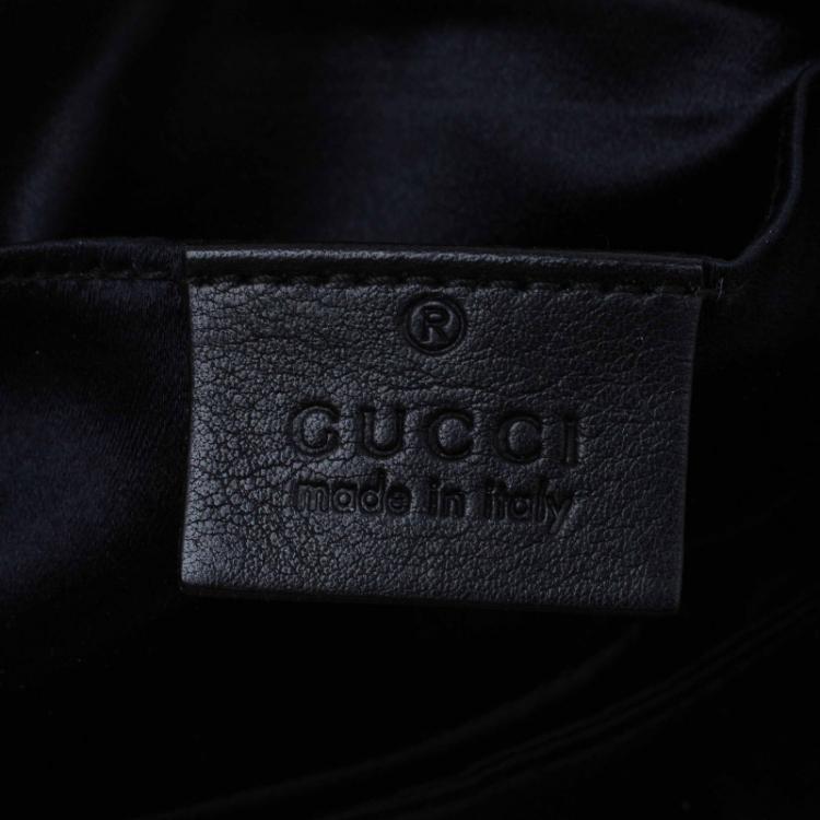 Pre Owned Gucci Black Satin Pop Night Wristlet Clutch