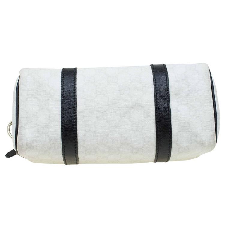 Pre Owned Gucci White/Black GG Coated Canvas Small Joy Boston Bag