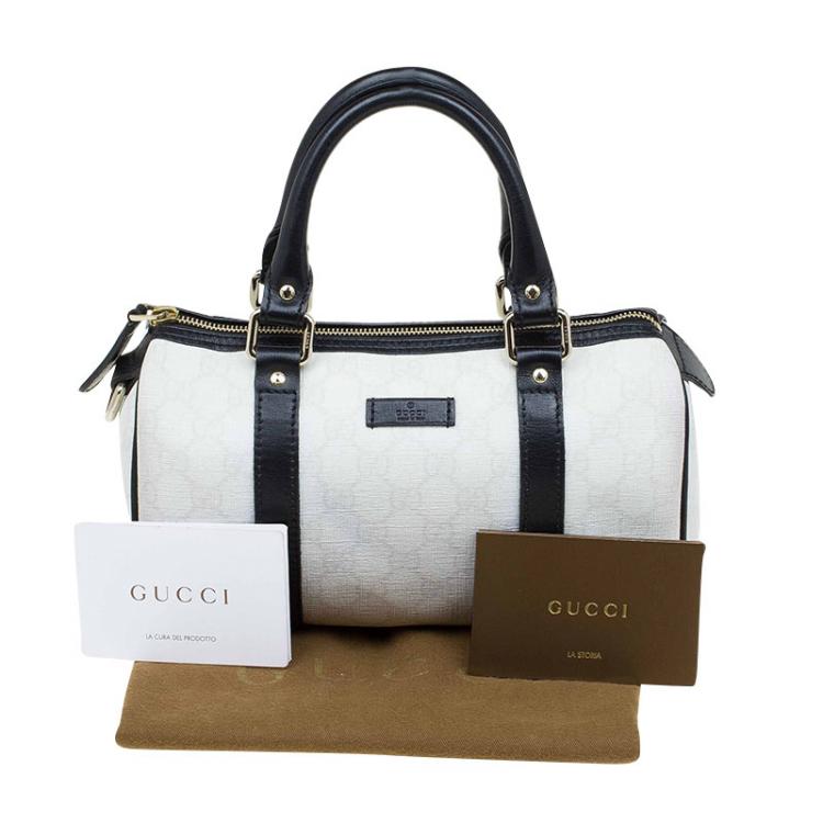 Pre Owned Gucci White/Black GG Coated Canvas Small Joy Boston Bag