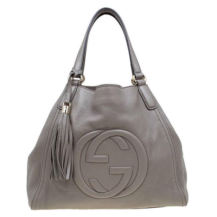 Middel slikken viool Gucci Grey Pebbled Leather Medium Soho Shoulder Bag Gucci | TLC