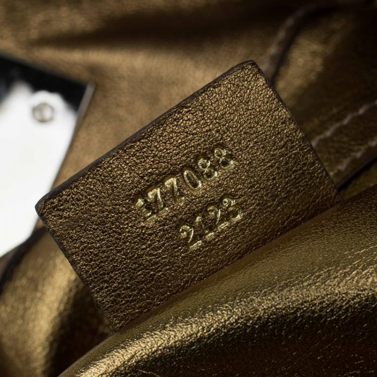Pre Owned Gucci Metallic Gold Python Large Indy Top Handle Bag