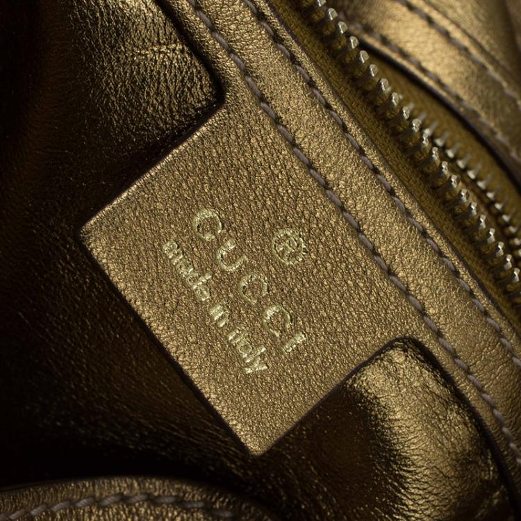 Pre Owned Gucci Metallic Gold Python Large Indy Top Handle Bag