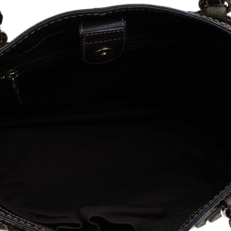 Pre Owned Gucci Brown/Ebony GG Crystal Coated Canvas Mix Tote