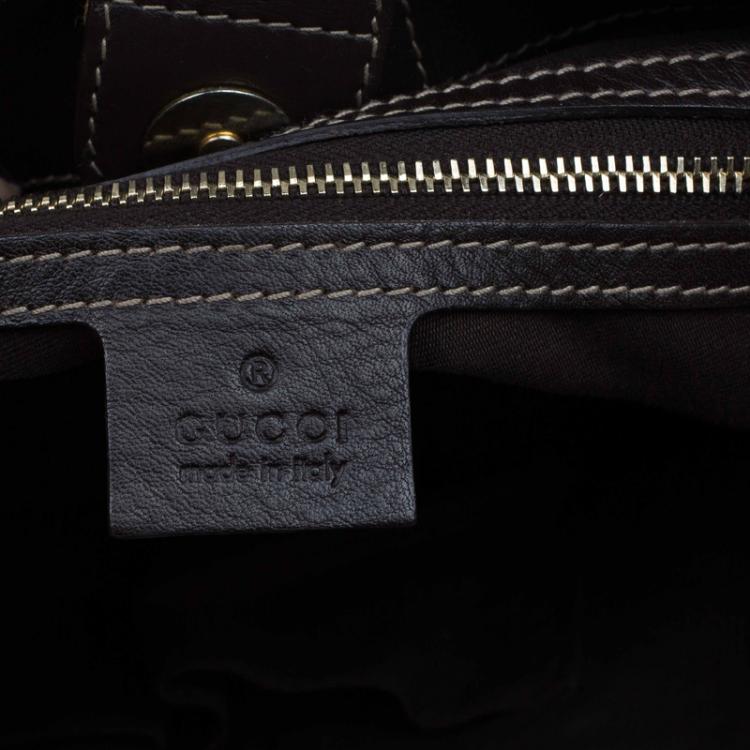 Pre Owned Gucci Brown/Ebony GG Crystal Coated Canvas Mix Tote