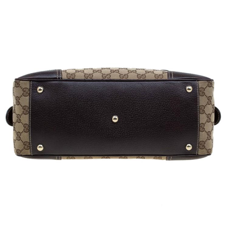 Pre Owned Gucci Beige/Ebony GG Canvas Princy Boston Bag