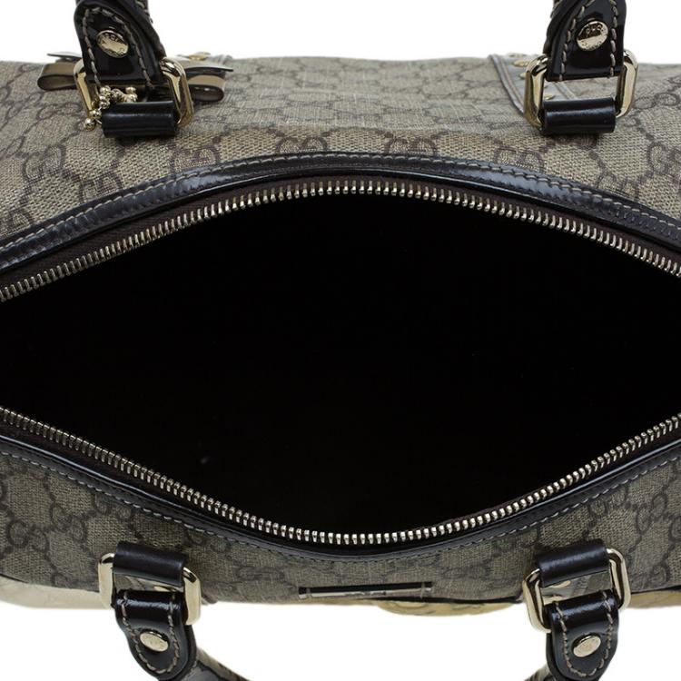 Pre Owned Gucci Beige/Ebony GG Supreme Coated Canvas Medium Hearts Joy Boston Bag