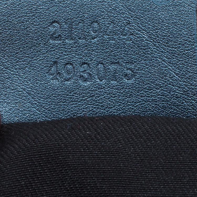 Pre Owned Gucci Beige/Metallic Blue GG Canvas Medium Sukey Tote