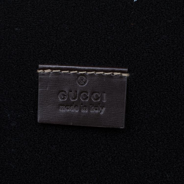 Pre Owned Gucci Beige/Ebony GG Supreme Canvas and Leather Interlocking Logo Laptop Case