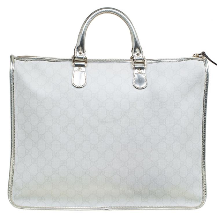 مملوكة مسبقًا Gucci White/Gold GG Supreme Coated Canvas Top Handle Bag