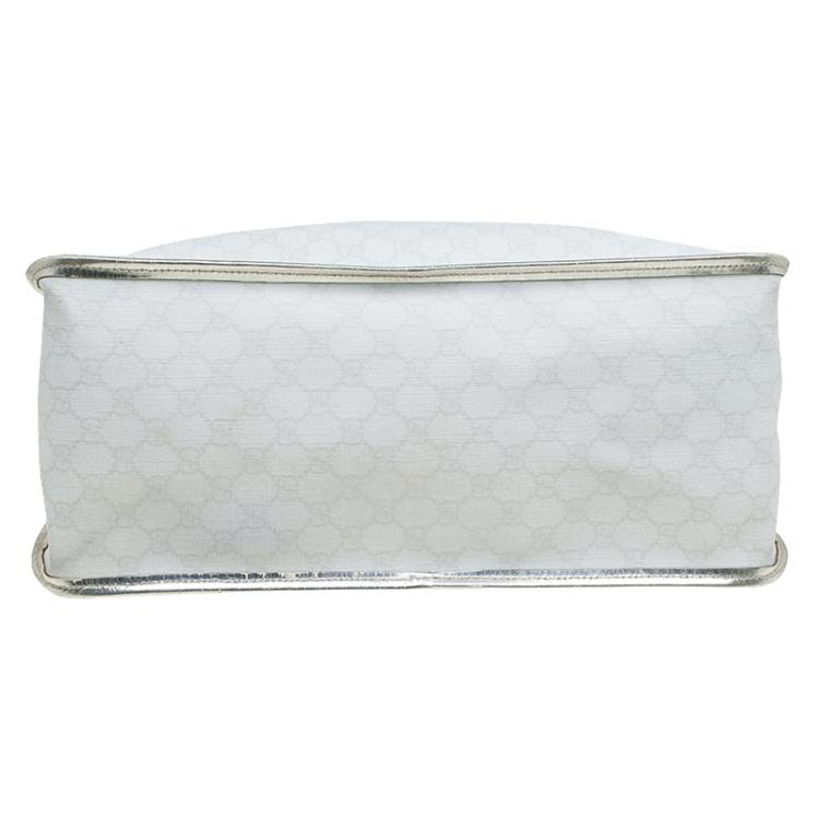 مملوكة مسبقًا Gucci White/Gold GG Supreme Coated Canvas Top Handle Bag