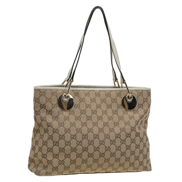Pre Owned Gucci Beige GG Canvas Small Eclipse Tote