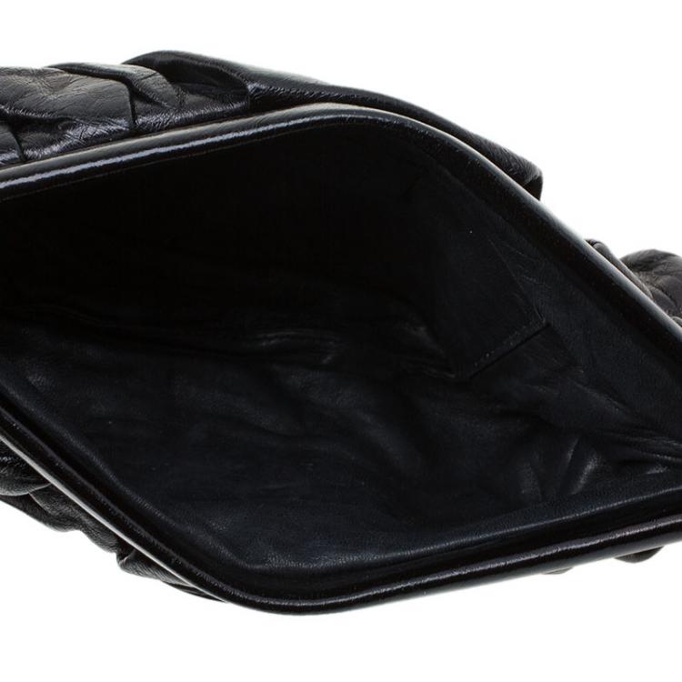 Pre Owned Gucci Metallic Black Leather Pop Night Wristlet Clutch