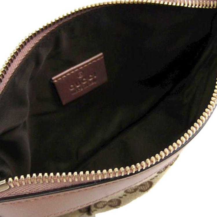 Pre Owned Gucci Beige/Pink GG Canvas Zip Pouch