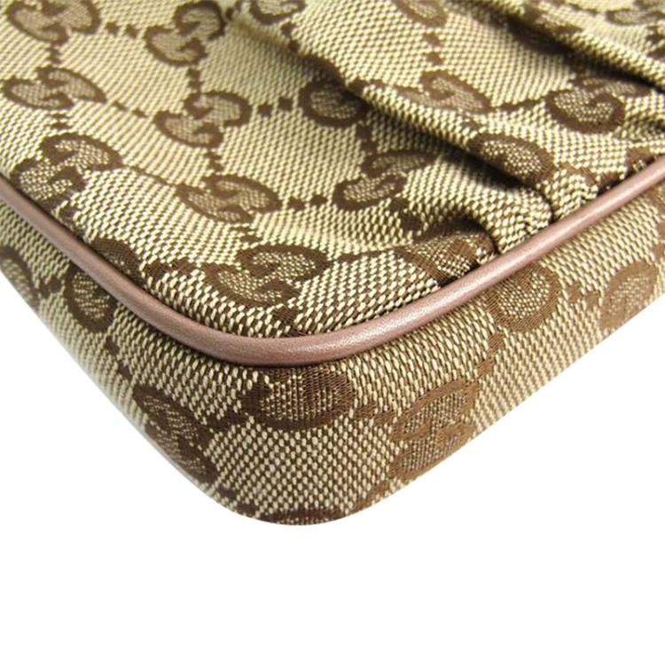 Pre Owned Gucci Beige/Pink GG Canvas Zip Pouch