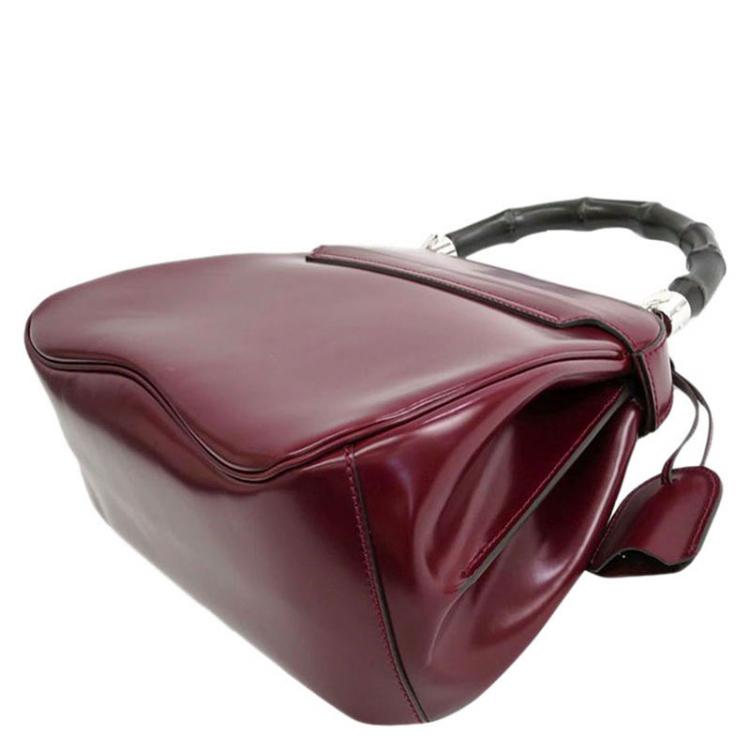Gianni Versace Bordeaux Faux Leather Handle Bag