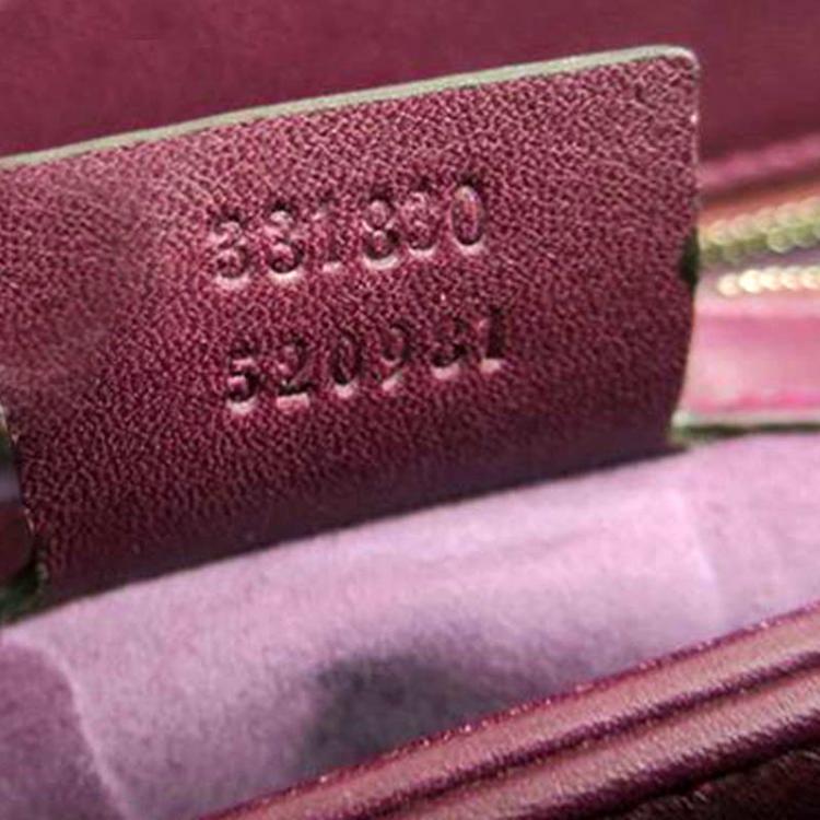 Pre Owned Gucci Bordeaux Leather Bamboo Lady Lock Top Handle Bag