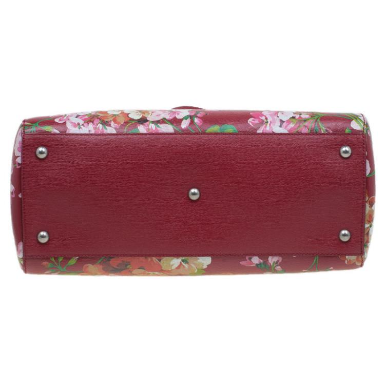 Pre Owned Gucci Multicolor Bloom's Printed Leather Bamboo Shopper Tote