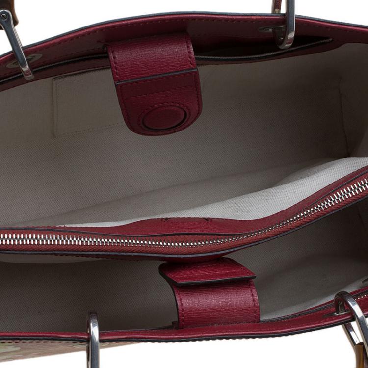 Pre Owned Gucci Multicolor Bloom's Printed Leather Bamboo Shopper Tote