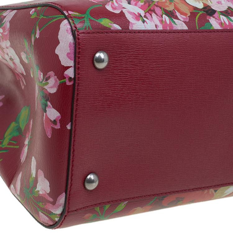 Pre Owned Gucci Multicolor Bloom's Printed Leather Bamboo Shopper Tote