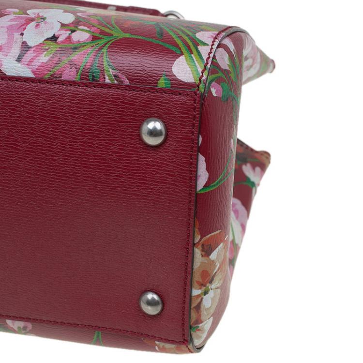 Pre Owned Gucci Multicolor Bloom's Printed Leather Bamboo Shopper Tote