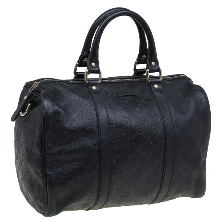 Pre Owned Gucci Black Guccissima Leather Medium Joy Boston Bag