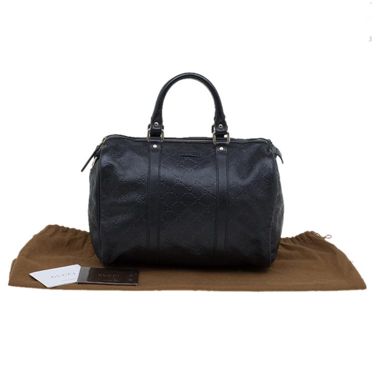 Pre Owned Gucci Black Guccissima Leather Medium Joy Boston Bag