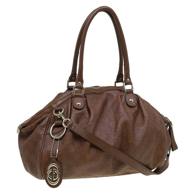 Pre Owned Gucci Brown Guccissima Leather Medium Sukey Boston Bag