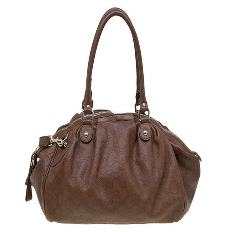 Pre Owned Gucci Brown Guccissima Leather Medium Sukey Boston Bag