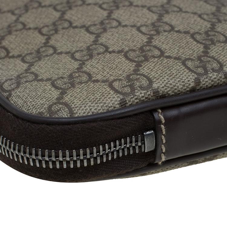 Pre Owned Gucci Beige/Brown GG Supreme Canvas Interlocking Logo Laptop Case
