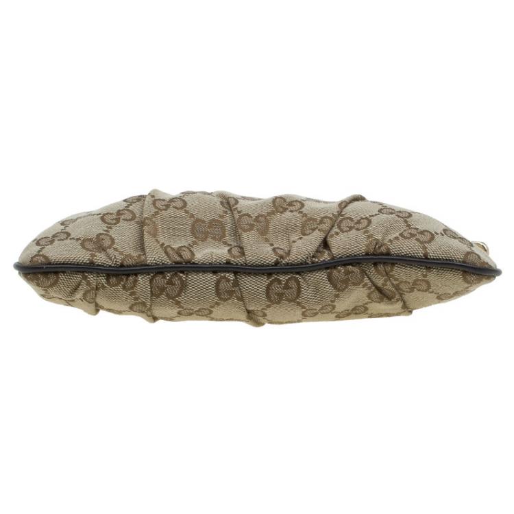 Pre Owned Gucci Beige GG Canvas Wristlet Clutch