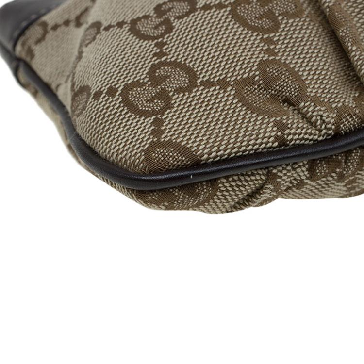 Pre Owned Gucci Beige GG Canvas Wristlet Clutch