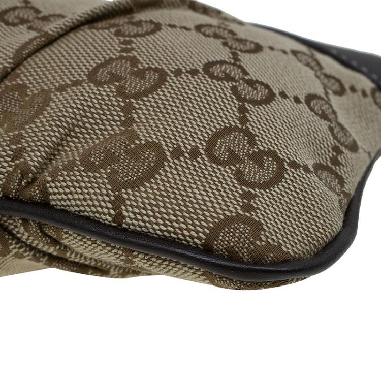 Pre Owned Gucci Beige GG Canvas Wristlet Clutch