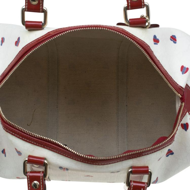 مملوكة مسبقًا Gucci White GG Supreme Valentines Day Joy Boston Bag