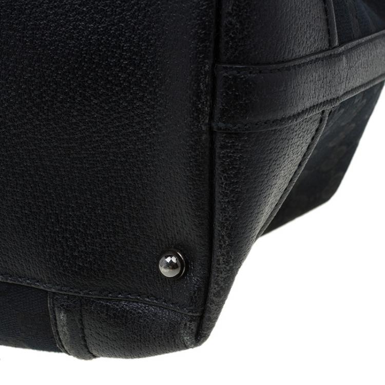 Pre Owned Gucci Black GG Canvas and Leather Large Web Treasure Boston Bag