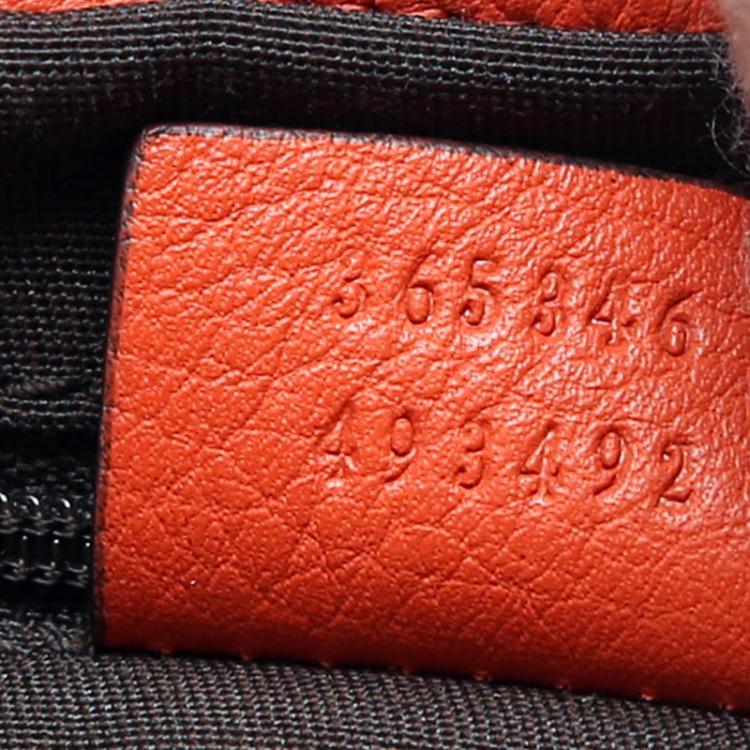 مملوكة مسبقًا Gucci Dark Orange Pebbled Leather Bamboo Tassel Tote