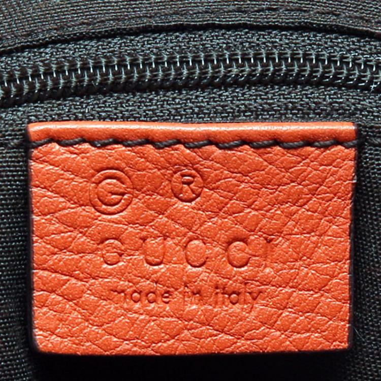 مملوكة مسبقًا Gucci Dark Orange Pebbled Leather Bamboo Tassel Tote