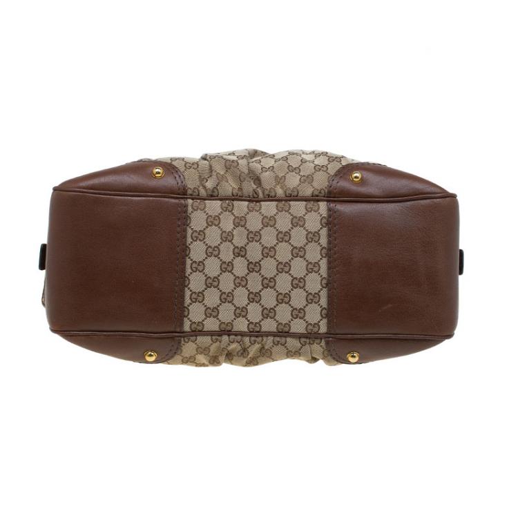 مملوكة مسبقًا Gucci Beige/Brown GG Canvas and Leather Jockey Boston Bag