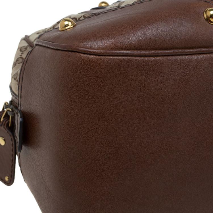 مملوكة مسبقًا Gucci Beige/Brown GG Canvas and Leather Jockey Boston Bag