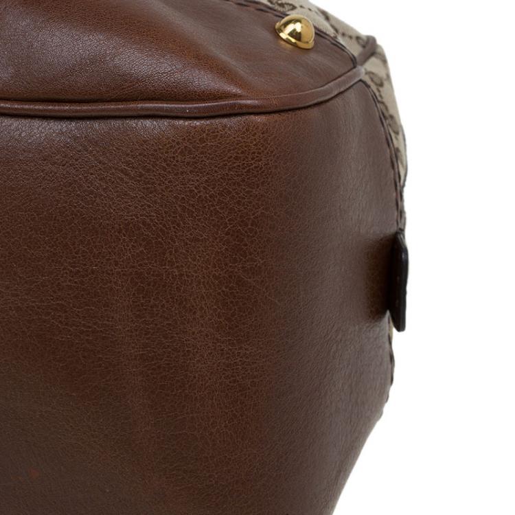 مملوكة مسبقًا Gucci Beige/Brown GG Canvas and Leather Jockey Boston Bag