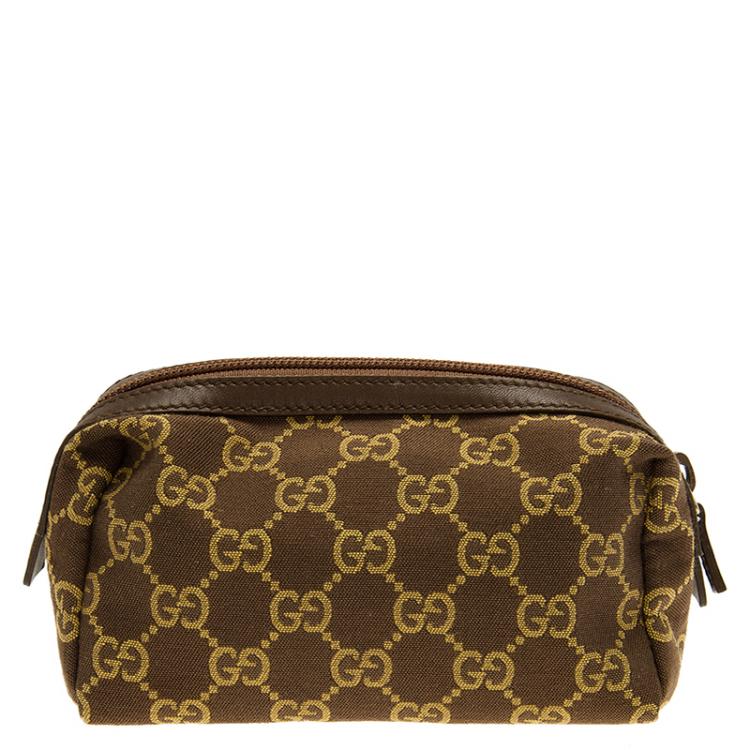 Pre Owned Gucci Brown GG Canvas Cosmetic Pouch
