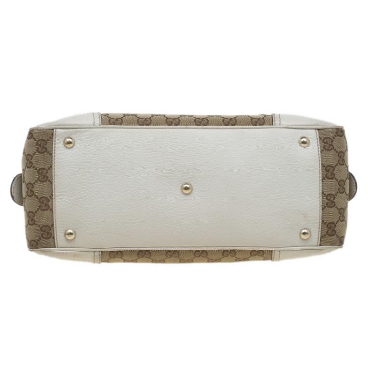 مملوكة مسبقًا Gucci Beige/Off White GG Canvas and Leather Princy Boston Bag