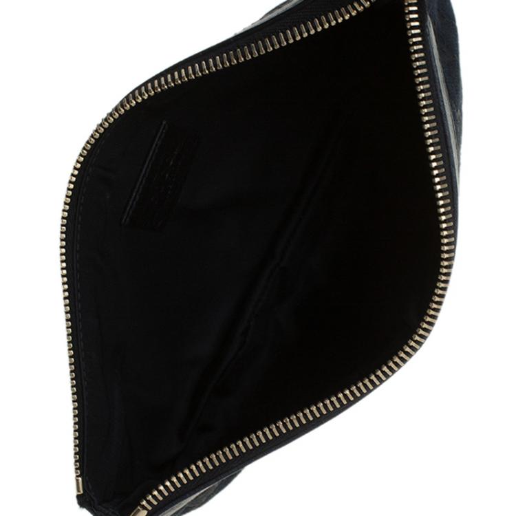 Pre Owned Gucci Black GG Canvas Interlocking G Wristlet Pouch